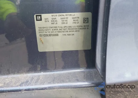 2014 Chevrolet Malibu 1Lt из США, поврежденный, VIN 1G11C5SL9EF300908